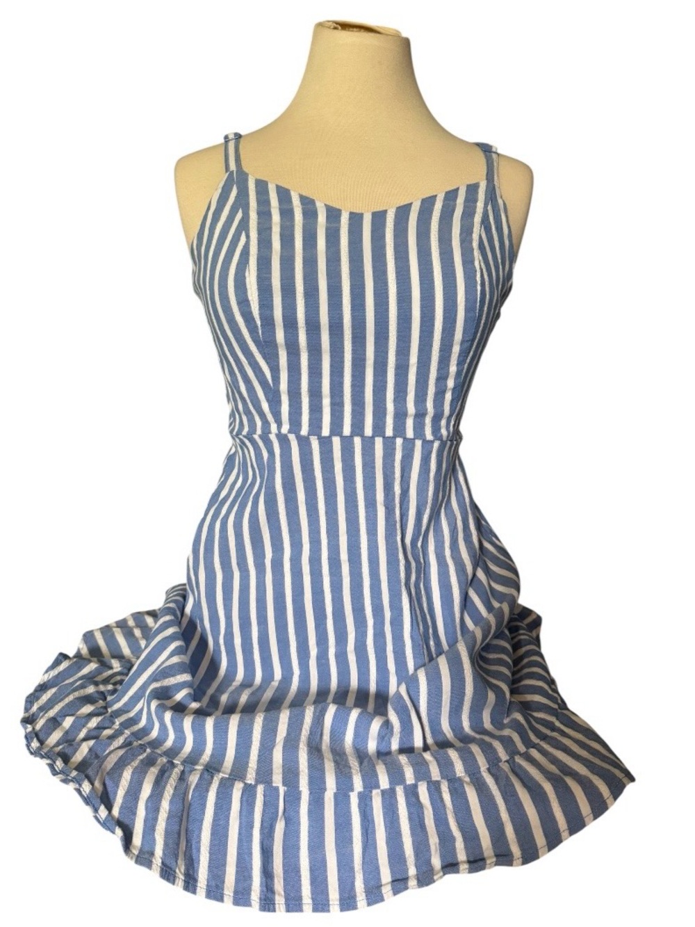 Old Navy Blue & White Smocked Stripe Top